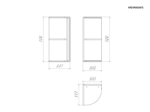Корпус навесной радиусный 300*340 высотой 720, ЯШС 3127