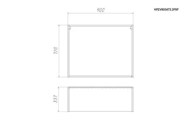 Корпус навесной 900*340 высотой 720 под 2 складных фасада с сушкой (Free Fold), ЯШТ 3128