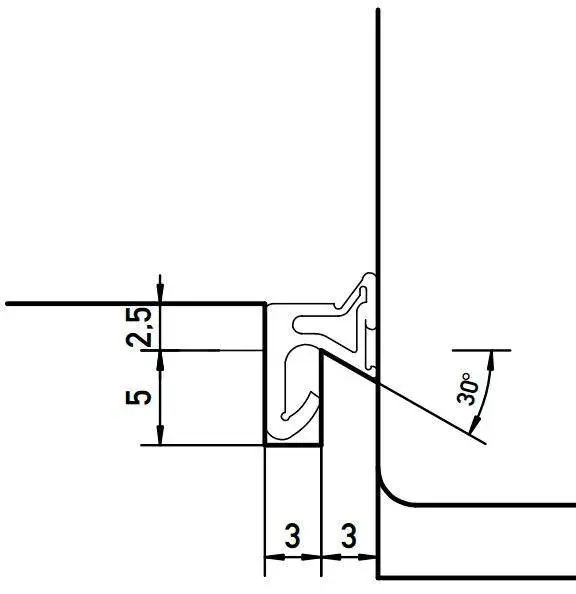 Уплотнитель для деревянных евроокон DEVENTER на наплав створки, ширина паза 3 мм, ТЭП, цинковый серый RAL 7005