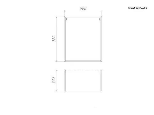 Корпус навесной 600*340 высотой 720 под 2 фасада с сушкой, ЯШТ 3128