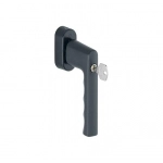 Ручка оконная алюминиевая с ключом HOPPE Hamburg SecuForte , штифт vario fit 32-42 мм, 45°, 2 винта М5х45,  2 винта М5х50, черный матовый