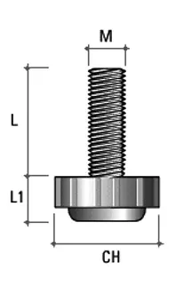 PI05 Опора регулируемая, М6, L=17мм, сталь, черная.