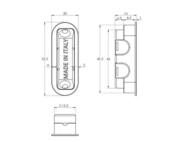 Замок магнитный WC 50x8x96x6 штульп овал 18 мм, никель полированный с ответной планкой W7 и винтами