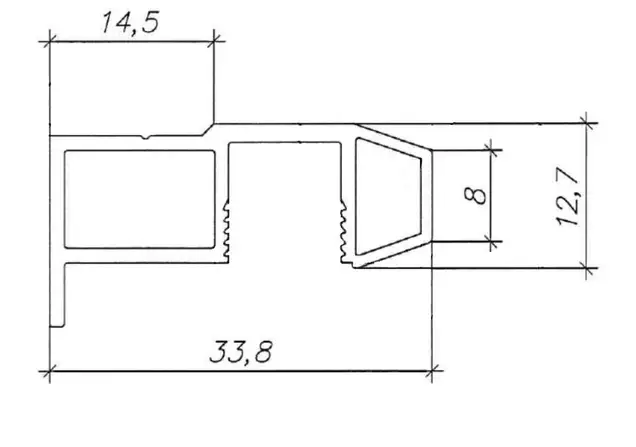 Профиль-ручка трапециевидная Classic Slim, алюминий, L=5400 мм, черный муар.