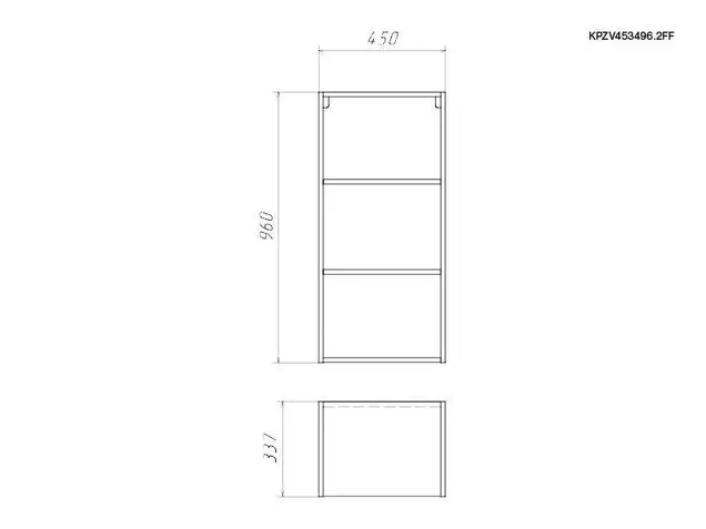 Корпус навесной высокий 450*340 высотой 960 под 2 складных фасада (Free Fold), ЯШС 3127
