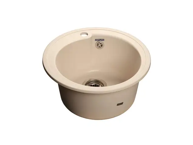 Мойка врезная Rondo GF-R 45см, глубина 19см, цвет белый, мрамор (+сифон)