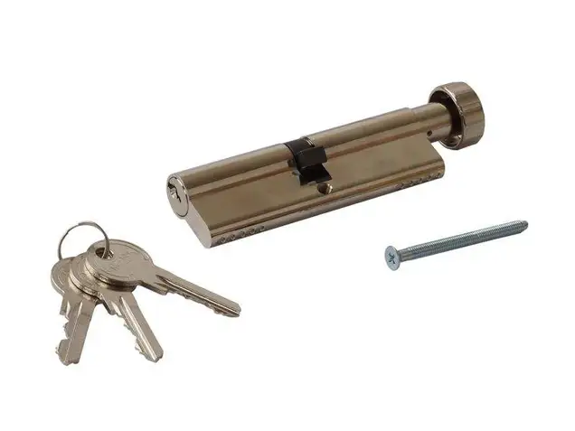 Цилиндр профильный MAXBAR с круглой ручкой 50 (ручка C)/50 (ключ),никелированный