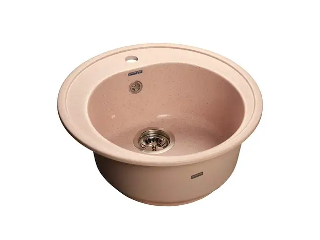 Мойка врезная Rondo GF-R 51см, глубина 19см, цвет светло-розовый, мрамор (+сифон)