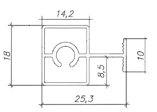 Планка средняя под крепеж Classic Slim, алюминий, L=5800 мм, серебро.