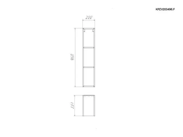 Корпус навесной высокий 200*340 высотой 960 под фасад, ЯШС 3127
