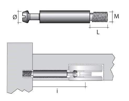 TE138 Дюбель для эксцентрика STRONG, М6x35 мм, сталь, цинк. покр.