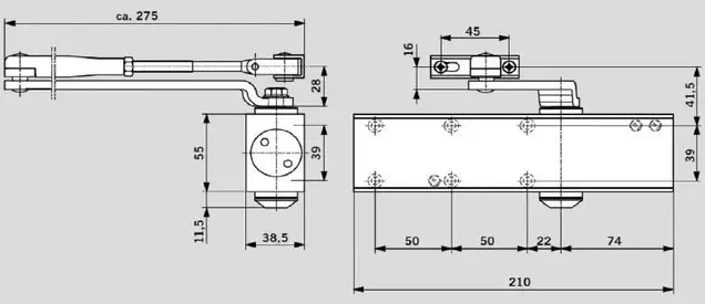 Доводчик MAXBAR 200 EN2/3/4/5, с тягой, Белый RAL9016