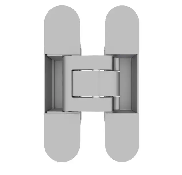 (1 кор.=2 петли) Петля скрытая ELEMENTIS, серия ITALY,, универсальная, 3D, 130x28/30 мм, 60 кг, цамак, цвет серебро матовое