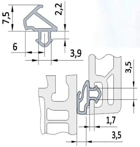 Уплотнитель DEVENTER для профиля KBE 228 (рама, створка), серый