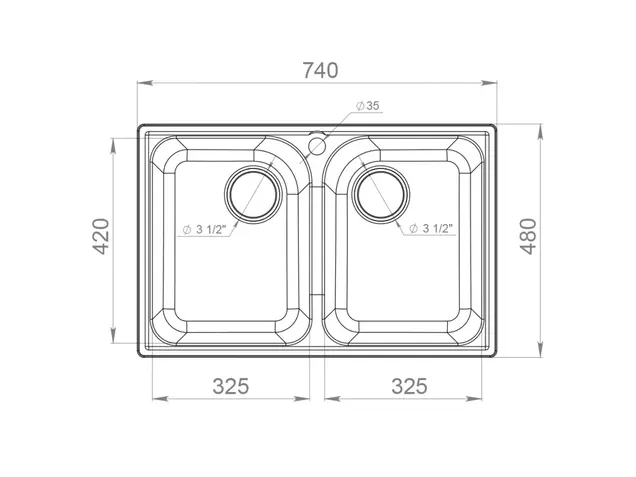 Мойка врезная GF-QUARZ (Z15) 74х48см, цвет терракот, кварц