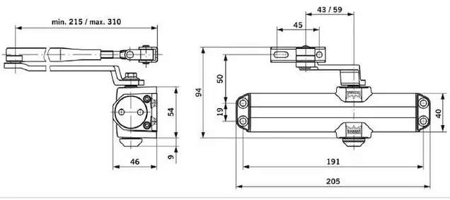 Доводчик MAXBAR 100 Size2/3/4 с тягой, Темно-коричневый