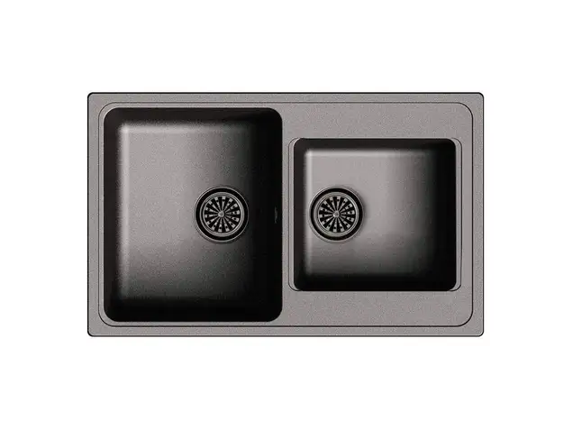 Мойка врезная EW-Е80D, цвет черный, кварц (+сифон)