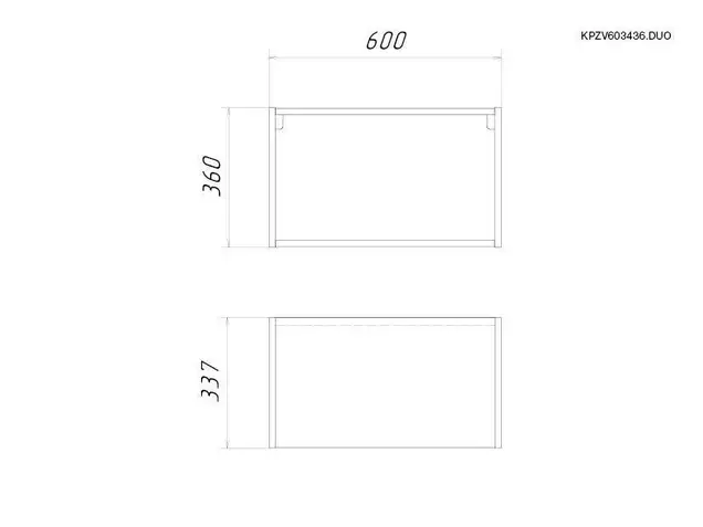Корпус навесной низкий 600*340 высотой 360 под механизм Huwilift Duo, ЯШС 3127