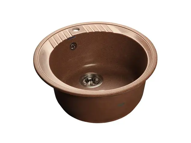 Мойка врезная Rondo GF-R 52см, глубина 20см, цвет терракот, мрамор (+сифон)