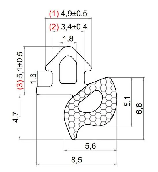 Уплотнитель CoEX для профиля REHAU 952 (рама, створка), EPDM, чёрный