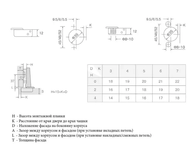 Петля для накладных дверей Firmax Smartline, Clip-On, без пружины, угол открывания 105°, 52 мм