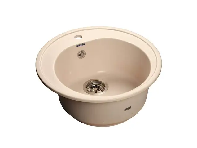Мойка врезная Rondo GF-R 51см, глубина 19см, цвет белый, мрамор (+сифон)