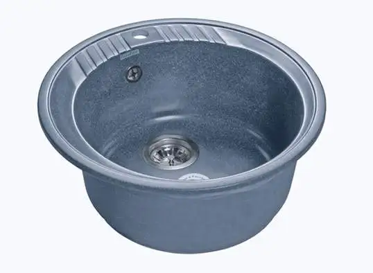 Мойка врезная Rondo GF-R 52см, глубина 20см, цвет графит, мрамор (+сифон)