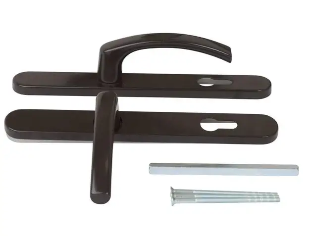 Гарнитур нажимной FKS подпружиненный, со сплошной накладкой (30мм), с закрытыми винтами , Коричневый RAL8019