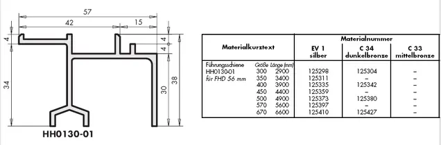 Шина направляющая верхняя HS-Portal HH0130-03 GR.670, серебро