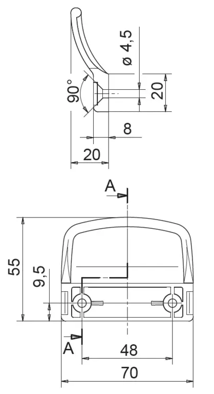 Ручка балконная Internika (2 части), золотой дуб