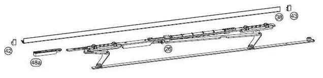 Ножницы+направляющая на створке Internika SP 1650-2000 правая, белые