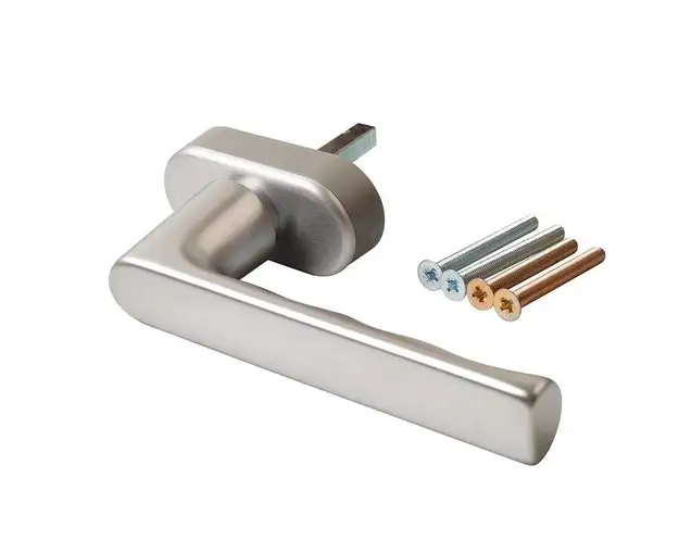 Ручка оконная алюминиевая  HOPPE Hamburg SecuForte, штифт vario fit 32-42 мм, 45°, 2 винта М5х45,  2 винта М5х50, серебро