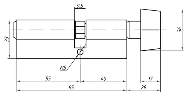 Цилиндр профильный MAXBAR с плоской ручкой CVG/K 40(ручка)/55(ключ),никелированный