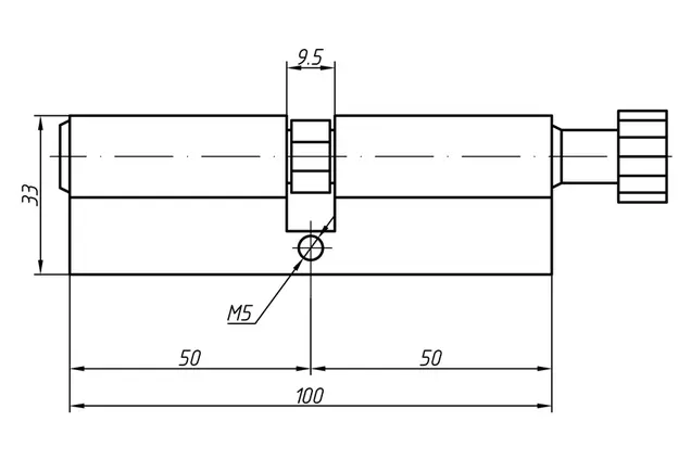 Цилиндр профильный MAXBAR с круглой ручкой 50 (ручка C)/50 (ключ),никелированный