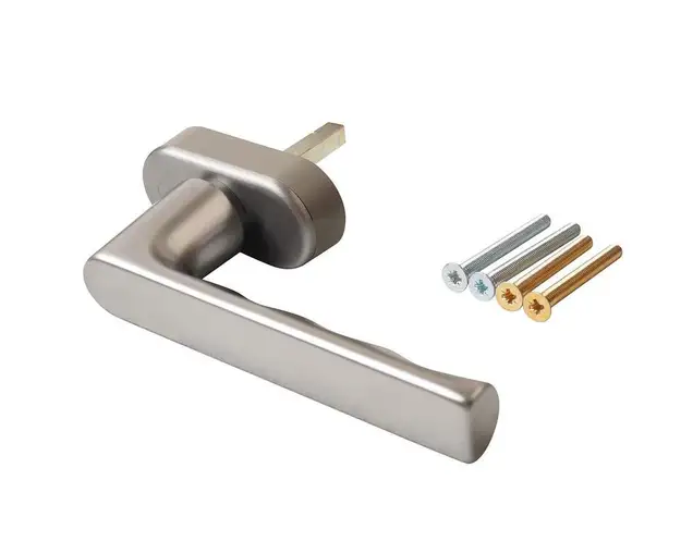 Ручка оконная алюминиевая  HOPPE Hamburg SecuForte, штифт vario fit 32-42 мм, 45°, 2 винта М5х45,  2 винта М5х50, титан