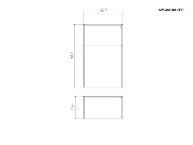 Корпус навесной высокий 600*340 высотой 960 под 2 складных фасада с сушкой (Free Fold), серый 9201