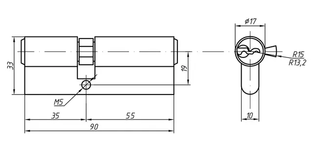Цилиндр профильный MAXBAR 847/K 35-55, никелированный