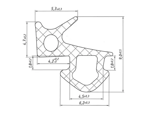Уплотнитель SUPER ELASTIC для профиля VEKA 253, (модификация 2189) рама, стеклопакет, черный RAL9011