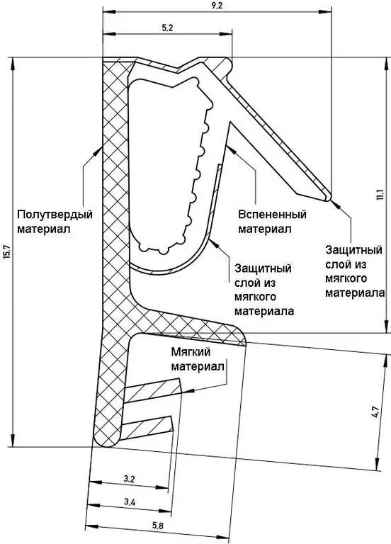 Уплотнитель для деревянных евроокон на наплав и фальц створки, ширина паза 3 мм, ТЭП, бежевый RAL 1001