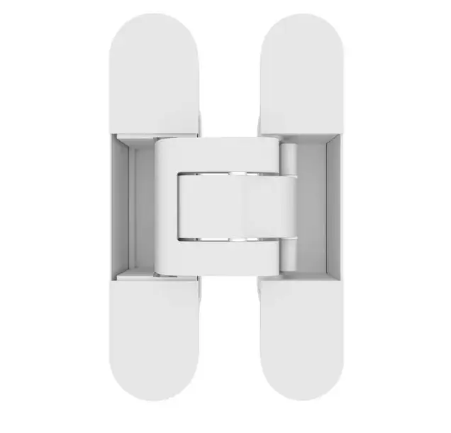 (1 кор.=2 петли) Петля скрытая ELEMENTIS, серия ITALY,, универсальная, 3D, 130x28/30 мм, 60 кг, цамак, цвет белый матовый
