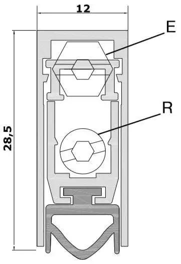 Уплотнитель пороговый, длина 1130 мм, в паз 12x28.5 мм