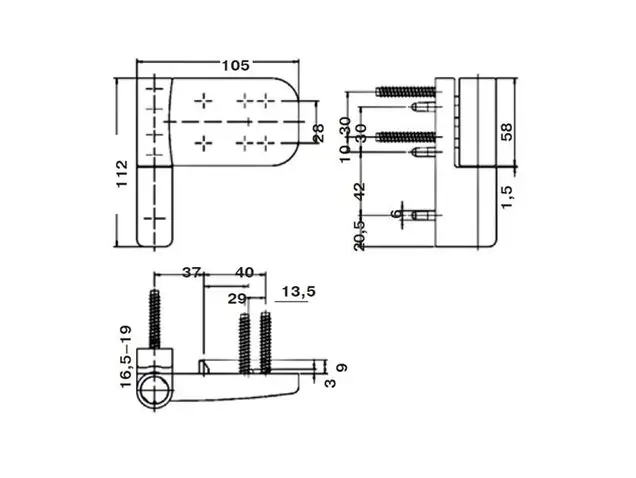 Петля дверная Elementis 105NN, 16,5-19 мм, Коричневый RAL8077