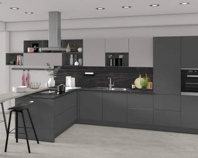 Угловой элемент постформинг R3 F206 ST75 Камень Пьетра Гриджиа черный ELEGANCE, 900*900*38 мм,