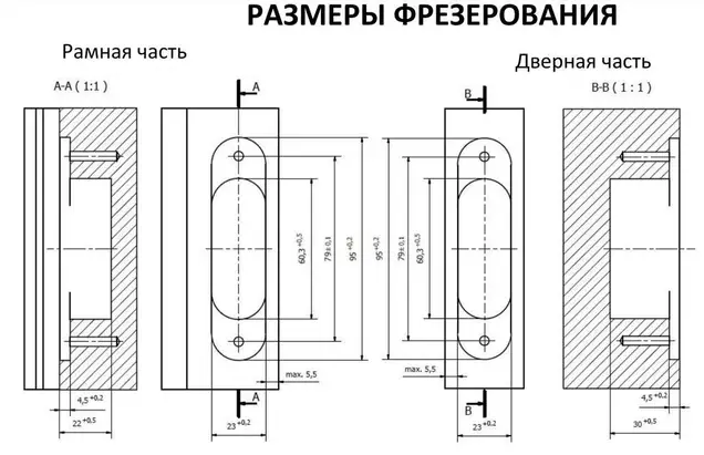 Петля дверная скрытая универсальная, 3D, 95x23 мм, 60 кг, цамак, латунь., с 4 пласт. колпачками