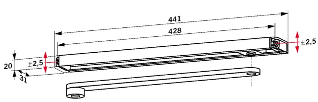 Тяга скользящая к доводчику Dorma TS-92,93 G-N Белый RAL9016