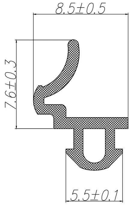 Уплотнитель совместим с профилем KBE (227) (рама, створка), серый, 