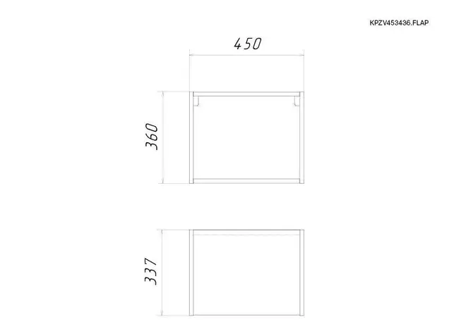 Корпус навесной низкий 450*340 высотой 360 под механизм Free flap 1.7, ЯШТ 3128