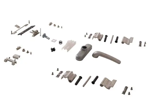 Комплект поворотный, NEWTEC, неокрашенный (ручка,петли,запорные части), 01181005K