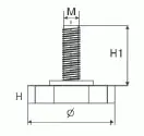 PI01 Опора регулируемая, М6, L=20 мм, сталь, черная.