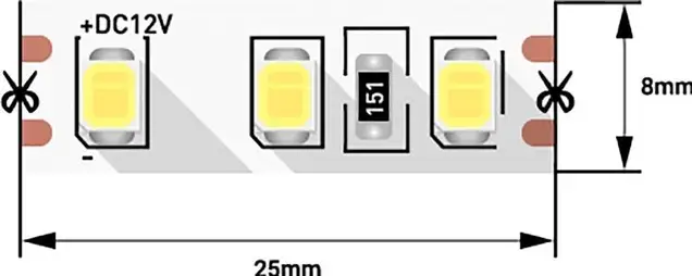 Лента светодиодная 2835/120, 12V, 5м, холодный белый 6000К, IP20, 9.6W/м